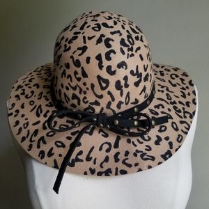 Leopard Print Wool Floppy Hat